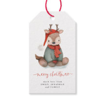 Acuarela Cute Reindeo Merry Christmas Name