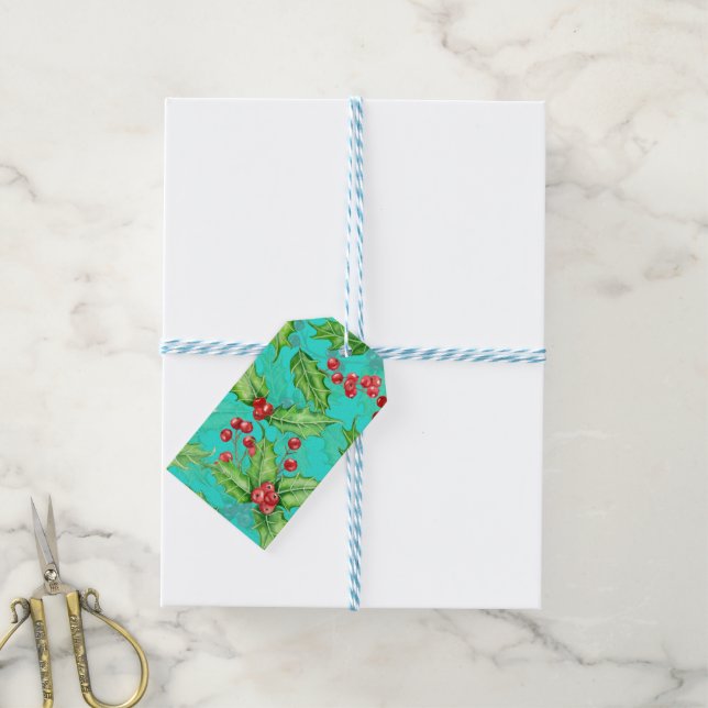 Etiquetas Para Regalos acuarela de arándano (Con cuerda)