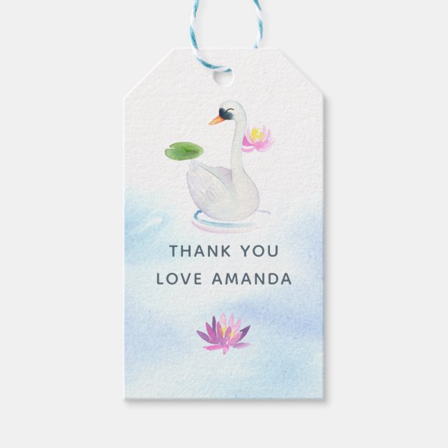 Etiquetas Para Regalos acuarela de cisne (Anverso)