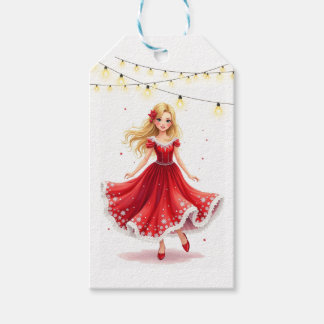 Etiquetas Para Regalos Acuarela de niña joven bailando bajo luces