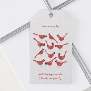 Etiquetas Para Regalos Acuarela de pájaros cardinales festivos personaliz