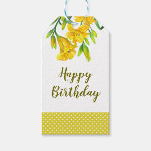 Etiquetas Para Regalos Acuarela Día Amarillo Lilies Pintura Floral