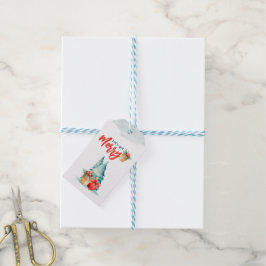 Etiquetas Para Regalos Acuarela Dibujada a Mano Feliz Navidad