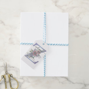 Etiquetas Para Regalos Acuarela elegante de un ramo floral rojo y azul