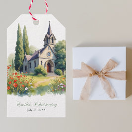 Etiquetas Para Regalos Acuarela Floral Iglesia Católica Bautismo