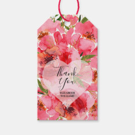 Etiquetas Para Regalos Acuarela Flores Rosa, Ducha Bridal Gracias