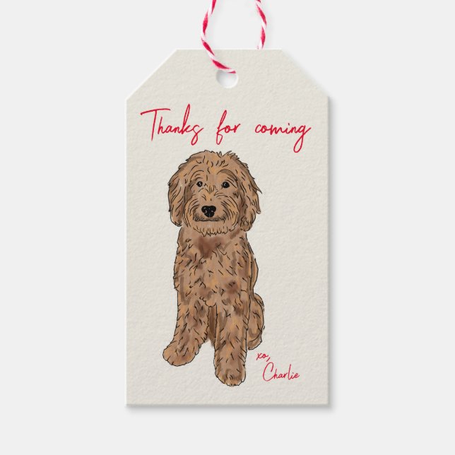 Etiquetas Para Regalos acuarela Golden Doodle (Anverso)