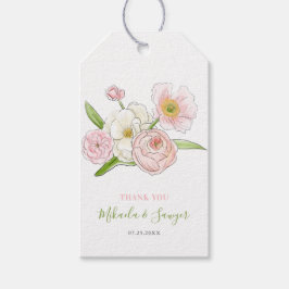 Etiquetas Para Regalos Acuarela Magnolia y Peonies Boda Gracias