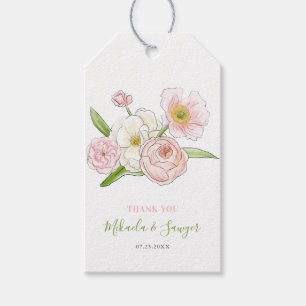 Etiquetas Para Regalos Acuarela Magnolia y Peonies Boda Gracias