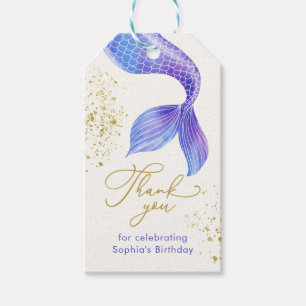 Etiquetas Para Regalos Acuarela Mermaid Tail Birday Gracias