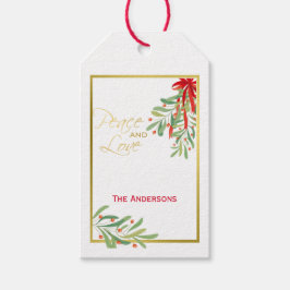 Etiquetas Para Regalos Acuarela Mistletoe y Oro | Festividad personalizad