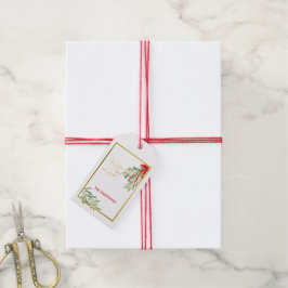 Etiquetas Para Regalos Acuarela Mistletoe y Oro | Festividad personalizad