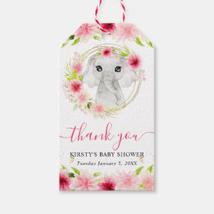 Etiquetas Para Regalos Acuarela Monada de Elefante de la Jungla Floral pa