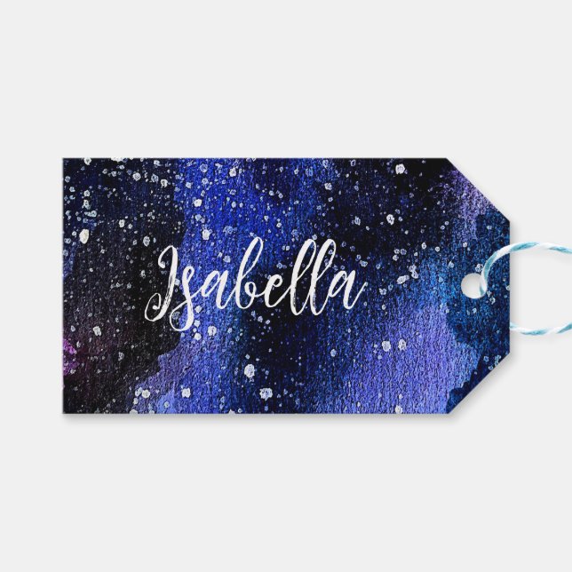 Etiquetas Para Regalos Acuarela Purple Universo (Frente (Horizontal))