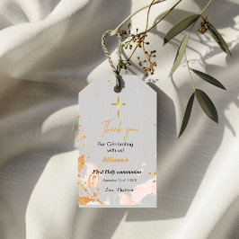 Etiquetas Para Regalos Acuarela rosa   Primera comunión agradecimiento