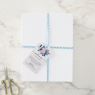 Etiquetas Para Regalos Acuarela rústica de un ramo floral rosa y azul