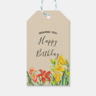 Etiquetas Para Regalos Acuarela Verano Flores Felices Cumpleaños
