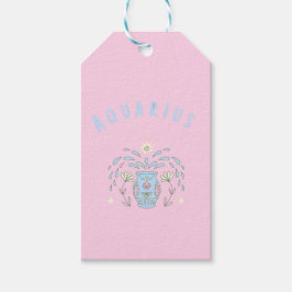 Etiquetas Para Regalos Acuario rosa, impresión de signo zodiacal, signo e
