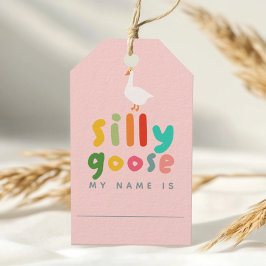 Etiquetas Para Regalos Adopción Goose Stuffie Favor de cumpleaños rosado