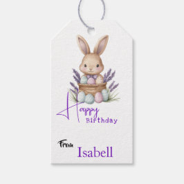 Etiquetas Para Regalos Adorable cumpleaños con tema de conejo