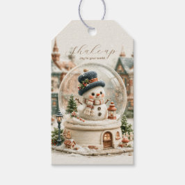 Etiquetas Para Regalos Adorable Globo de Nieve de Muñeco de Nieve