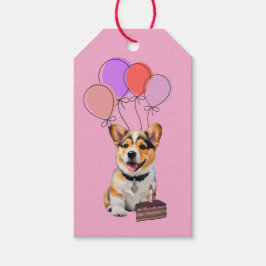 Etiquetas Para Regalos Adorable Pink Corgi Birthday Customizable