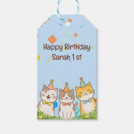 Etiquetas Para Regalos Adorable Trio of Birthday Cats | Custom Name & Age