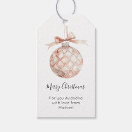 Etiquetas Para Regalos Adorno de Navidad con Lazo Rosa