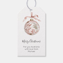 Etiquetas Para Regalos Adorno de Navidad con Lazo Rosa Bonito y Elegante