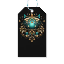 ADORNO DE NAVIDAD NEGRO TEAL Y DORADO