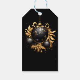 ETIQUETAS PARA REGALOS ADORNO DE NAVIDAD NEGRO Y DORADO