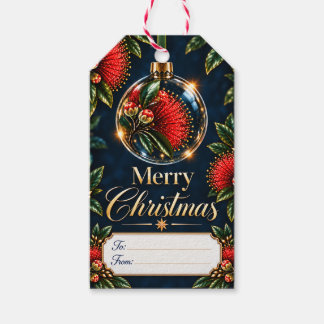 Etiquetas Para Regalos Adorno de Navidad Pōhutukawa con Mensaje