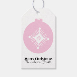 Etiquetas Para Regalos Adorno Familiar de Nieve de Navidad Rosa Lindo