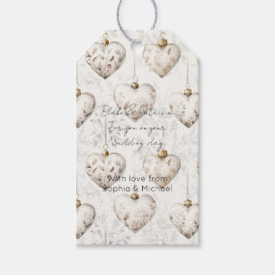 Etiquetas Para Regalos Adornos Corazones Grises Crema Chic Boda