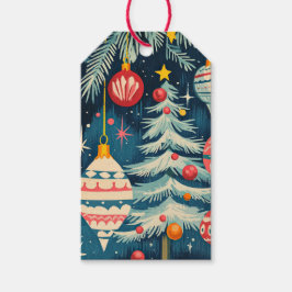 Etiquetas Para Regalos Adornos de árboles de Navidad retro