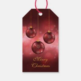 Etiquetas Para Regalos Adornos Navideños Festivos Rojos Sobre Bokeh Rojo