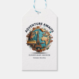 Etiquetas Para Regalos Adventure Awaits Modern Globe Baby Shower