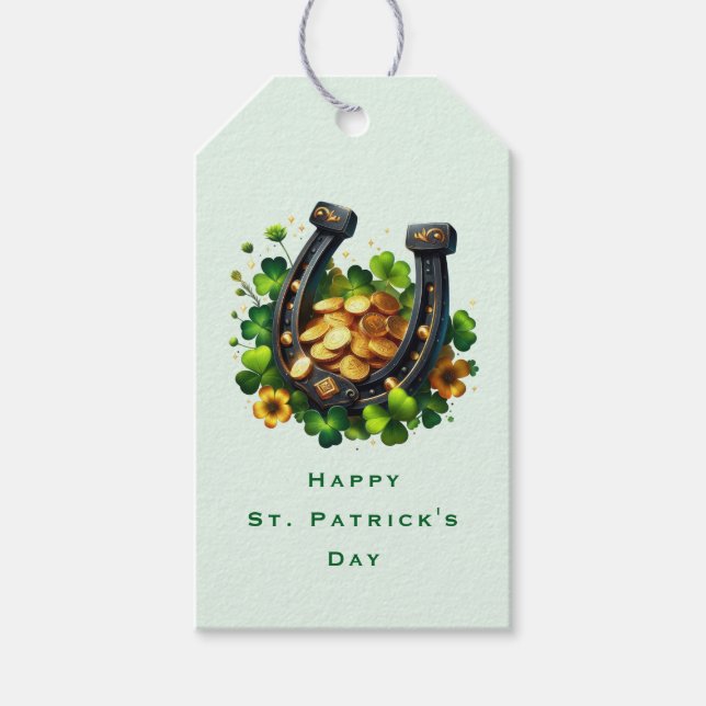 Etiquetas Para Regalos Afortunadas monedas de oro de herradura y el amant (Anverso)