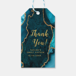 Etiquetas Para Regalos Agate verde azulado y oro dulce dieciséis gracias