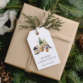 Etiquetas Para Regalos Agnome Rústico de Acuarela Navideño