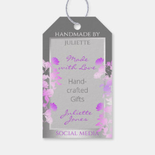 Etiquetas Para Regalos Agradable morado de productos florales, gris plate