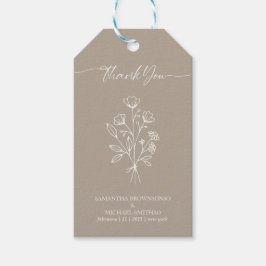 Etiquetas Para Regalos Agradecido Botánicos Boho Caligrafía Beige Marrón