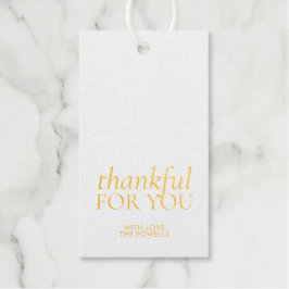 Etiquetas Para Regalos Agradecido por Ti Elegante Thanksgiving Hoja de Or