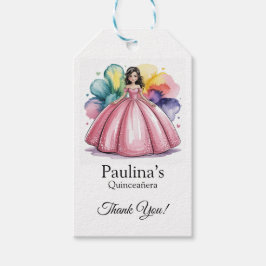 Etiquetas Para Regalos Agradecimiento a la Bola Rosa Quinceañera