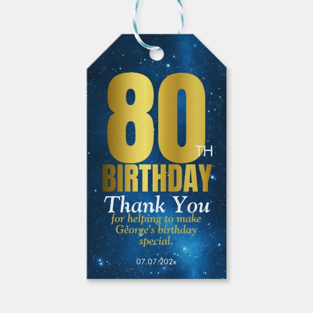 Etiquetas Para Regalos Agradecimiento Cumpleaños 80 (Anverso)