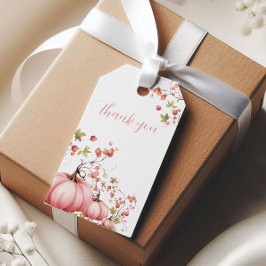Etiquetas Para Regalos Agradecimiento de Baby Shower de Calabaza Rosada d