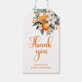 Etiquetas Para Regalos Agradecimiento de Baby Shower de Naranja Cítrico