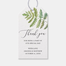 Etiquetas Para Regalos Agradecimiento de boda de bosque de acuarela verde