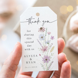Etiquetas Para Regalos Agradecimiento de Boda de Flores Silvestres Pastel