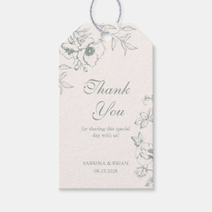 Etiquetas Para Regalos Agradecimiento de boda de jardín floral verde salv